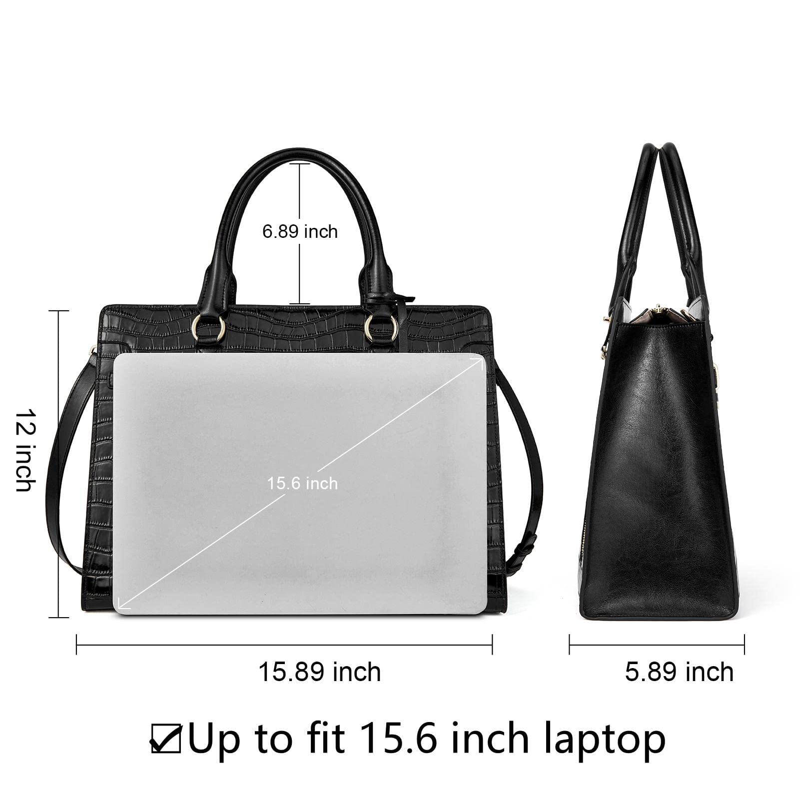 BOSTANTEN 15.6 Inch Laptop Briefcase for Women Tote Bag Genuine Leather Bussiness Handbag bundle with BOSTANTEN Women Leather Wallet