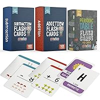 merka Educational Flashcards Bundle: Addition Facts 0 to 12 (169 Cards), Subtraction Facts 0 to 12 (169 Cards), and Periodic Table of Elements (118 Cards) – for Kids Ages Toddler Through Teen
