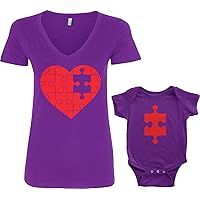 Threadrock Heart & Missing Piece Infant Bodysuit & Women's V-Neck T-Shirt Set