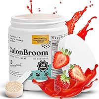 ColonBroom Psyllium Husk Powder (Strawberry) - Colon Cleanse for Bloating Relief & Gut Health - Colon Broom Fiber Powder Drink - Vegan, Gluten Free, Non-GMO Fiber Powder Supplement, 60 Servings