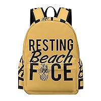 Resting Beach Face Simple Casual Backpack Adjustable Travel Hiking Laptop Bag Daypack for Work Travel