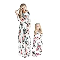 BOFETA Family Matching Dress Summer Sleeveless Dress Floral Print Cute Long Dress
