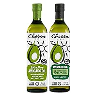 Chosen Foods 100% Pure Avocado Oil and 100% Pure Avocado and Extra Virgin Olive Oil Blend 25.4 floz Bundle Pack