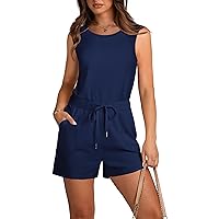 XIEERDUO Rompers For Women 2024 Spring Summer Vacation Outfits Sleeveless Shorts Jumpers Flowy Cute Lounge Clothes