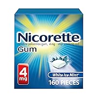 Nicorette 4mg Nicotine Gum to Quit Smoking - White Ice Mint Flavored Stop Smoking Aid, 160 Count