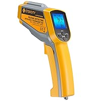 Infrared Thermometer 1025D (Not for Human) Dual Laser Temperature Gun-58℉~1022℉ (-50℃~550℃) with Adjustable Emissivity, Non-Contact Voltage Tester (NCV), Standard Size, Yellow & Gray