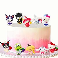 10PCS Kitty Cake Topper, Cute Cartoon Birthday Cake Decorations for Boy Girl Baby Shower Gifts Party Keychain Backpack Charm
