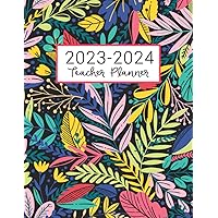 Teacher Planner: Lesson Plan for Class Organization | Weekly and Monthly Agenda | Academic Year August - July | Dark Tropical Floral Print (2019-2020)