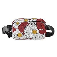 Poppies Daisies Belt Bag for Women Men Water Proof Fanny Bags with Adjustable Shoulder Tear Resistant Fashion Waist Packs for Cycling