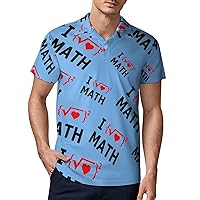 I Love Math Men Polo Shirt Short Sleeve Golf Polo Shirt Athletic Casual T Shirts