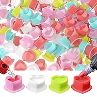 200pcs Tattoo Ink Cup Heart-shaped Disposable Silicone Tattoo Pigment Cup Eyebrow Eyeliner Lip Color Pigment Cup Tattoo Pigment Holder (Mix color)
