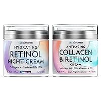 Day & Night Cream Bundle (Save 30%), Face Moisturizer Face Creams with Collagen, Retinol, Hyaluronic Acid & Niacinamide 7%, Made in USA, For Face, Neck & Décolleté, Skin Repair Duo