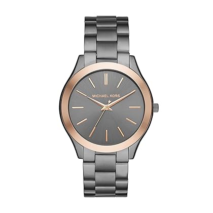 Michael Kors Men's Slim Runway Three-Hand Gunmetal Gray Stainless Steel Bracelet Watch (Model: MK8576)