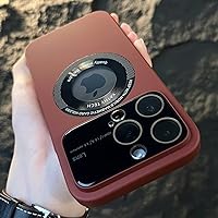 Compatible with Magsafe Case for iPhone 14 Pro Max 12 13 Pro Max 14 Plus [ Big Window Camera Lens Flim Protector] [ Logo View ] Hard Slim Cover for Women Men (Red,for iPhone 14)