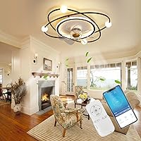 AHXIAOZN Modern Ceiling Fan with Lighting, Dimmable LED Ceiling Light with Fan Remote Control and App, 48 W Timer Lamp with Fan