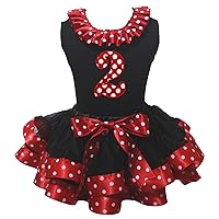 Petitebella 1 to 6 Black Shirt Black Red Dots Petal Skirt Outfit