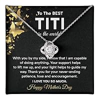 To The Best Titi In The World Necklace, Aunt Mother's Day Gifts From Nephew Or Niece, Love Knot Jewelry For Auntie On Her Birthday, Express Your Love With Lovely Message Card And Standard/Luxury Box
