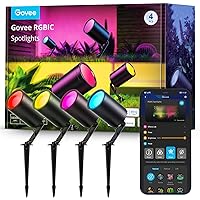 Govee Outdoor Spot Lights, IP65 Waterproof Uplight Landscape Spotlights, WiFi Low Voltage Landscape Lights Work with Alexa, APP Control, RGBIC Color Changing Lights for Patio Decorations, 4 Pack
