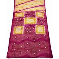 Vintage Sea Green Saree Abstract Printed Craft Fabric Indian Silk Blend Sari