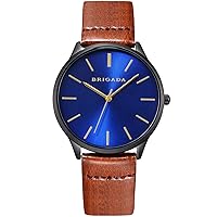 BRIGADA Men's Watches Cool Black Blue Business Casual Waterproof Quartz Analog Wrist Watch for Men