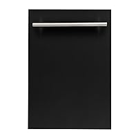 ZLINE 18 in. Top Control Dishwasher in Black Matte with Stainless Steel Tub and Modern Style Handle