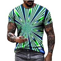 Men's 3D Novelty Tshirts Men Optical Illusion Graphic Funny Tees 3D Printed Crewneck Short Sleeve Summer Casual Tops