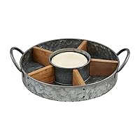 Mud Pie Tin Wood Serving Tray with Plates; Server 2