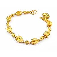 Flower,Heart Bracelet Handmade Jewelry Gold Plated 22k 23k 24k Thai Baht Yellow Gold Filled Bangle Bracelet 7 inch For Her