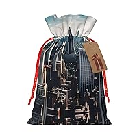 NEZIH Empire State Building Print Xmas Drawstring Gift Bags Xmas Favor Bags Christmas Presents Party Supplies Favors