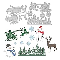 GLOBLELAND Christmas Snowman Embossing Template Santa Sleigh Snowflake Carbon Steel Die Cuts for Scrapbooking Card DIY Craft Decoration