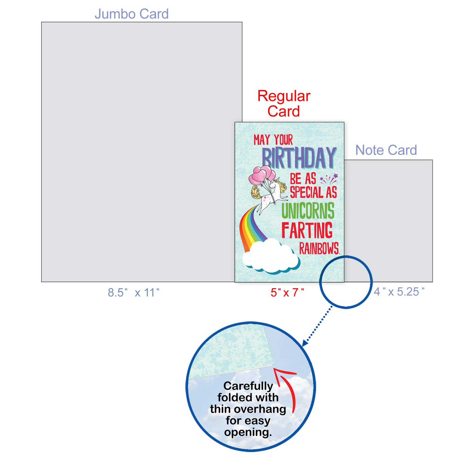 NobleWorks - Funny Happy Birthday Card with Envelope - Colorful Humor Card, Greeting Note - Unicorns and Rainbows C6892BDG