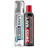 SWISS NAVY Toy & Body Foaming Cleaner 7oz and Premium Silicone-Based Personal Lubricant & Anal Lubricant 6oz