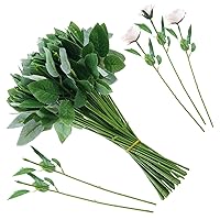 50 Pcs 13'' Rose Stems with Leaves, Fake Flower Stems, Faux Green Leaves Stems, Floral Arrangement Supplies, DIY Artificial Flowers Tools for Bouquet Wedding Party
