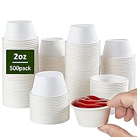Vplus 500 Pack 2 OZ Disposable Souffle Cups, 100% Compostable Portion Cups, Food Sample Cups Made From Bagasse Fibe, Perfect For Dips, Jams, Honey, Sauces, Nuts
