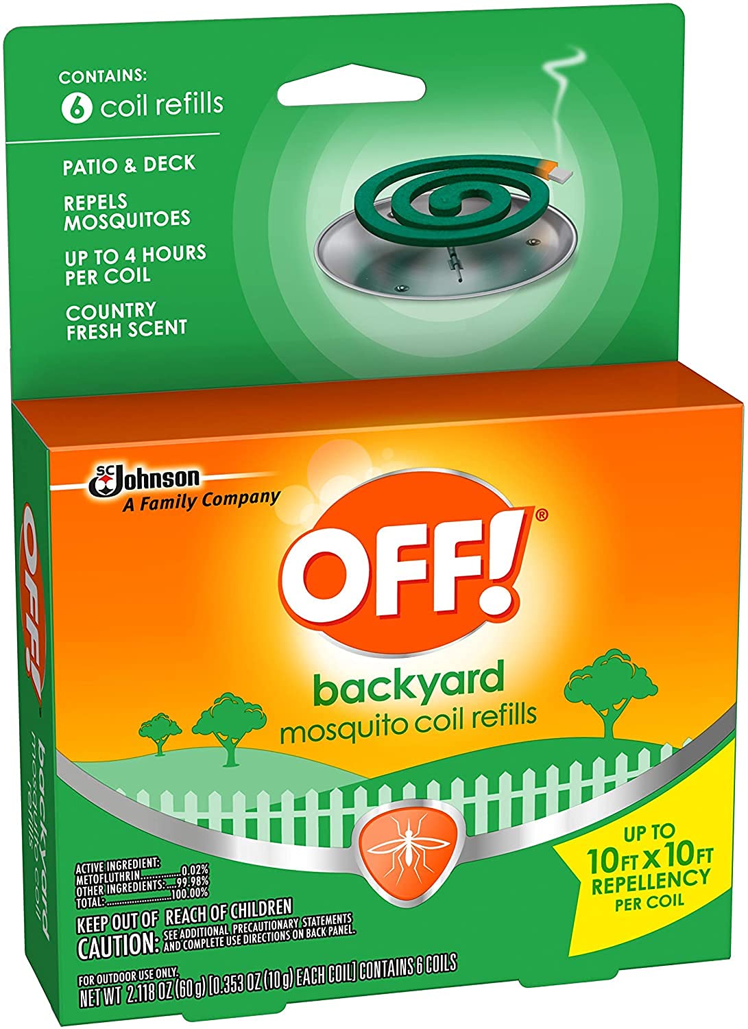 OFF! Backyard Mosquito Repellent Coil Refills, Perfect for Outdoor Patios Country Fresh Scent, 6 Count