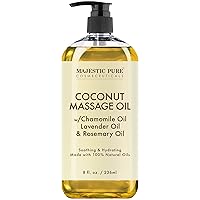 MAJESTIC PURE Coconut Massage Oil - Ultra-Glide Formula with Soothing Aroma -Made with Natural Oils - All Skin Types, Men & Women - 8 fl oz