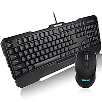 TECKNET Kraken 3 LED Adjustable Backlit Gaming Keyboard and Mouse - Black