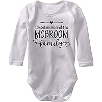 The Newest Member - Custom Baby Name Birth Announcement (Long Sleeve Cotton Bodysuit)