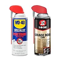 WD-40 Specialist Penetrant & 3-in-ONE Garage Door Lube Combo Pack, Penetrant for Breaking Rust Bonds & Lubricant for Smooth Garage Door Operation, High-Performance No-Mess Formulas, 11 Oz.