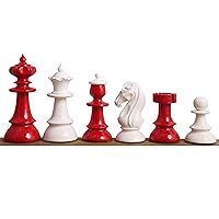 Austrian Coffee House Chess Pieces Only Set - Lacquered Red and White- 4.1