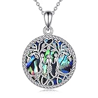 Sister Gifts from Sister, Sterling Silver Tree of Life Sister Abalone/Turquoise Pendant Necklace Jewelry, Birthday Jewelry Gift Necklaces for Sisters