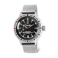 VOSTOK | Classic Amphibian Automatic Self-Winding Russian Diver Wrist Watch | WR 200 m | Fashion | Business | Casual Men's Watches | Model 420270 Milanese Bracelet