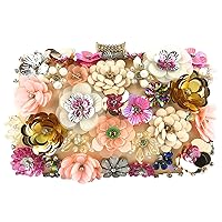 Floral Evening Bag Clutch Purse, Women Wedding Handbags with Beaded Sequins Flowers, Simulation Leather Shoulder Bag for Wedding, Bridal, Dinner, Wedding, Cocktail Party, Formal Occasions yahede