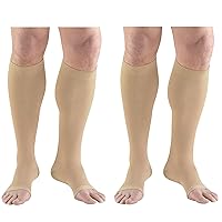 Truform Embolism Stockings, 18 mmHg, Knee High, Open Toe, Beige, Small - Short Length (Pack of 2)