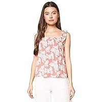 SUGARLIPS Women's Highway to Paradise Tropical Print Ruffled Top, DSTY-BLSH-ML, Large