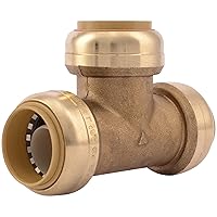 SharkBite 1 Inch Tee, Push to Connect Brass Plumbing Fitting, PEX Pipe, Copper, CPVC, PE-RT, HDPE, U374LFA