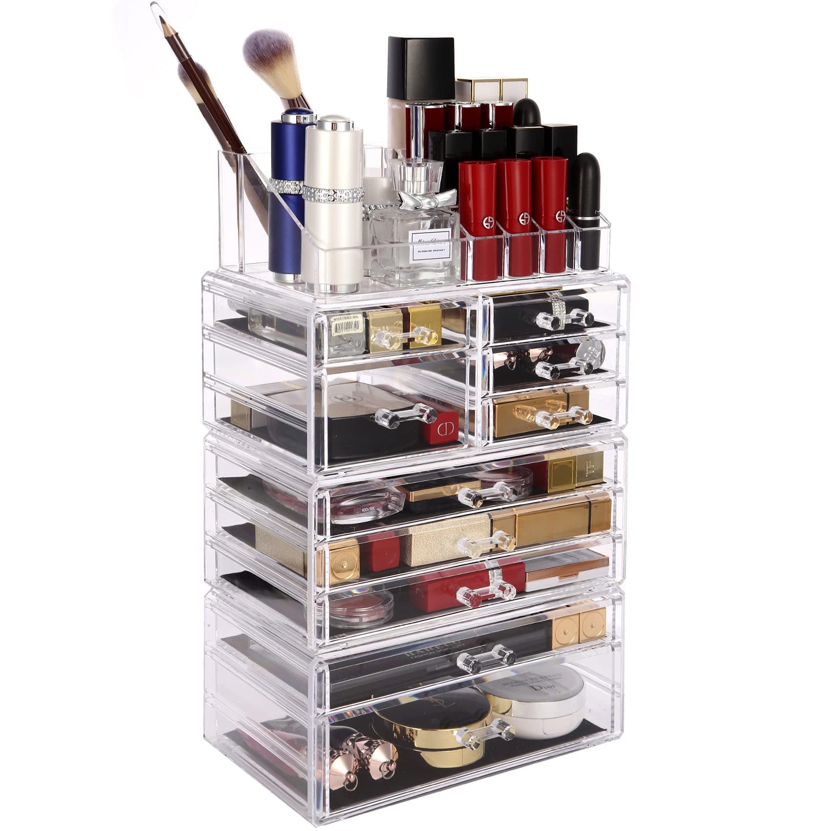 Cosmetic Storage Organizer, Makeup Organizer Case, ROSELIFE [THCA] 4 Pieces Kit Jewelry Display, 10 Drawers, 16 Slots, Detachable, Free Combination...