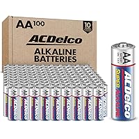 ACDelco 100-Count AA Batteries, Maximum Power Super Alkaline Battery, 10-Year Shelf Life, Reclosable Packaging