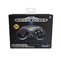 Retro-Bit Official SEGA Mega Drive Wireless Bluetooth Controller 8-Button Arcade Pad for PC, Switch, Mac, Steam, RetroPie, Raspberry Pi - Black