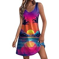 Dresses for Women 2024 Party, Summer Casual Sleeveless Crew Neck Smocked High Waist Flowy Tiered A Line Midi Dress Outfit (XL, Dark Blue)
